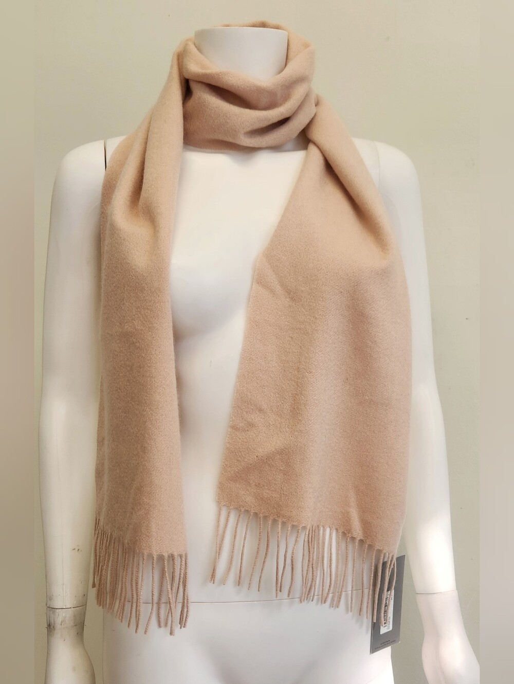 Nordstrom Womens 100% Cashmere Fringe Scarf Camel OS Quiet Luxury